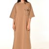 Pocket Hoodie Dress-camel